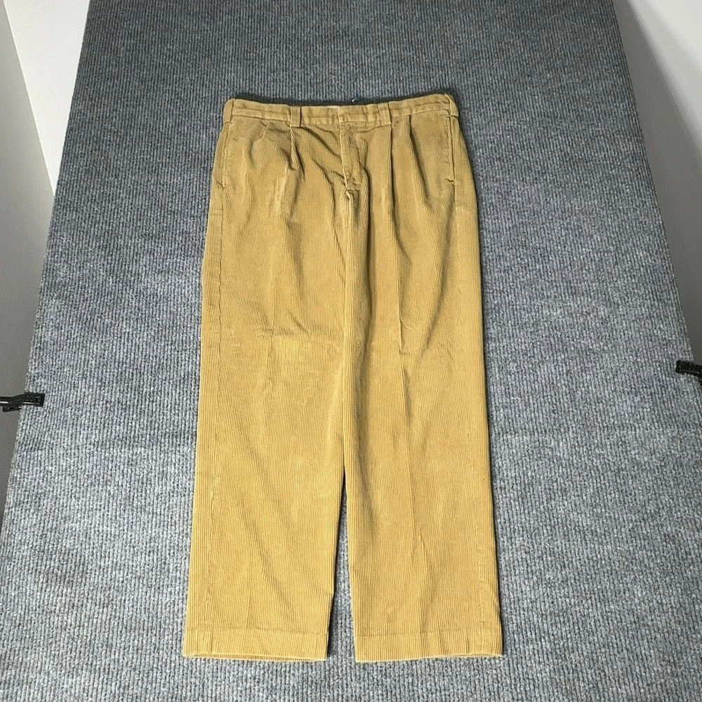 L.L. Bean Corduroy Pants Mens 38 Tan Pleated Front‎ Relaxed Fit 0CYK9